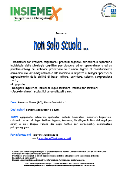 “Non solo scuola” per bambini, adolescenti e adulti